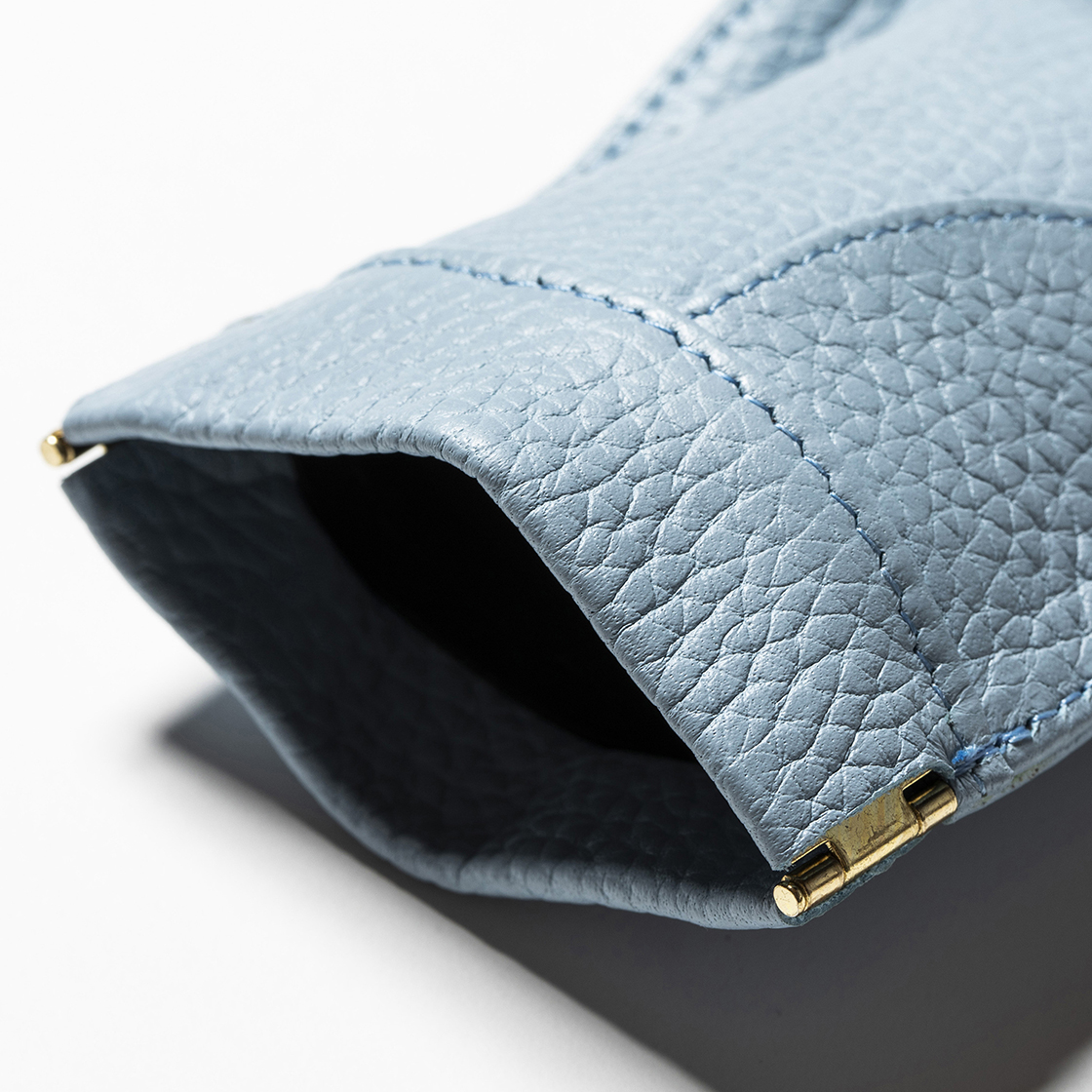 Leather Money Clip Ice Blue