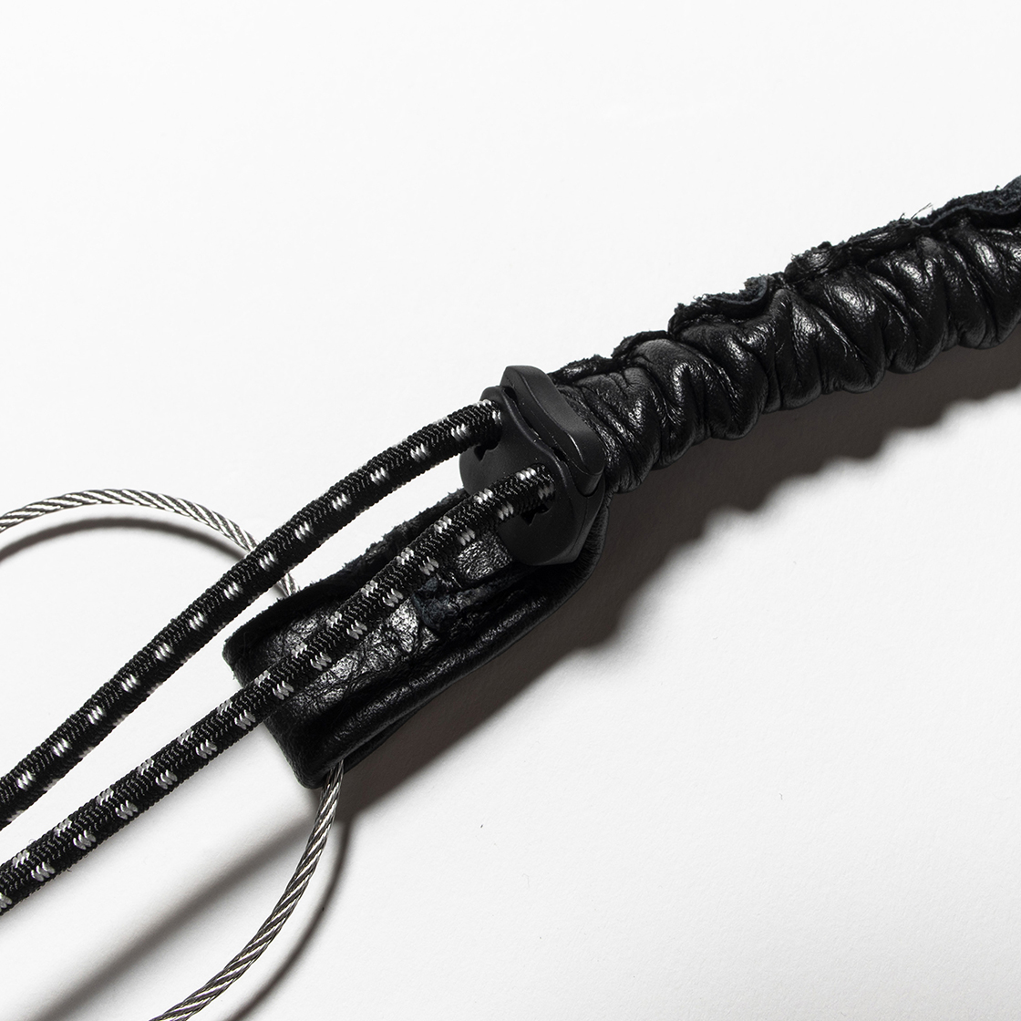 Bungee Leather Neck Strap Off Black