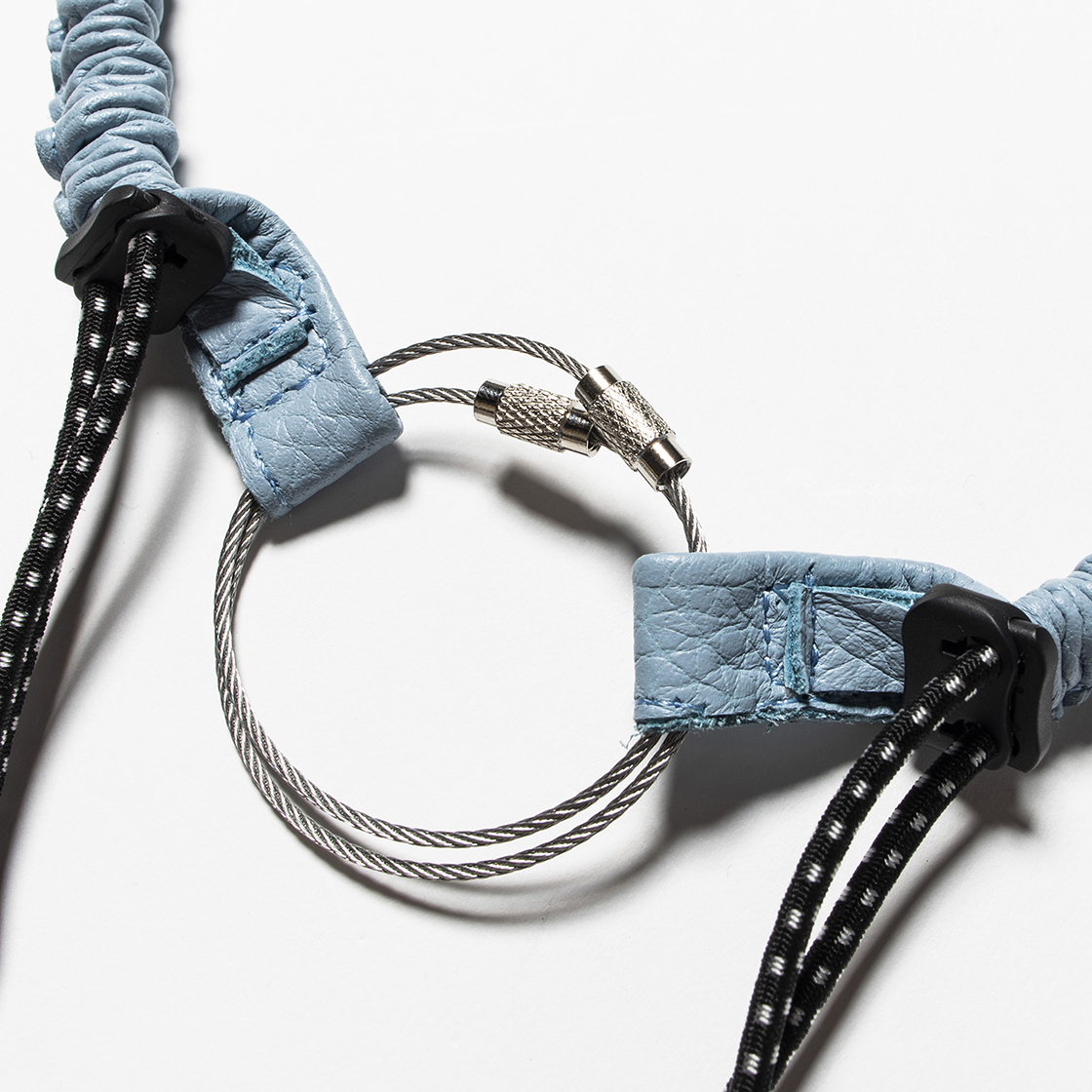 Bungee Leather Neck Strap Ice Blue