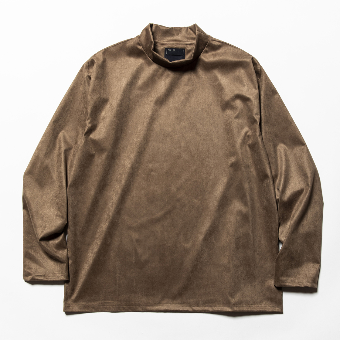 Suede Split Sleeve Mockneck Brown