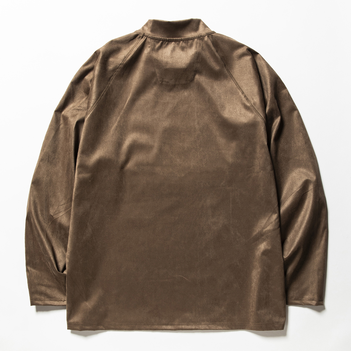 Suede Split Sleeve Mockneck Brown