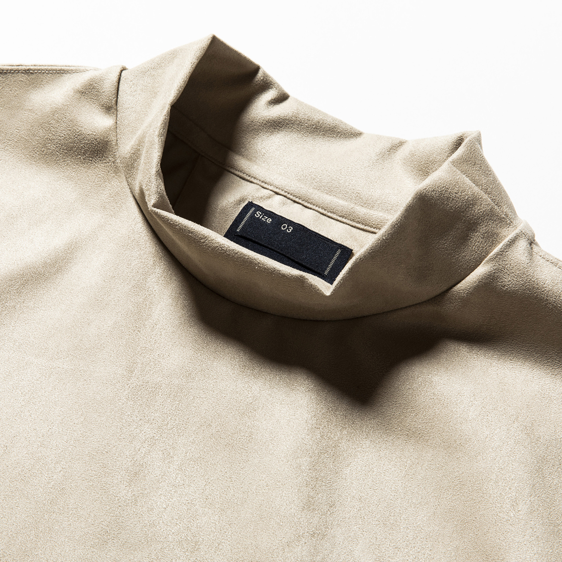 Suede Split Sleeve Mockneck Grey