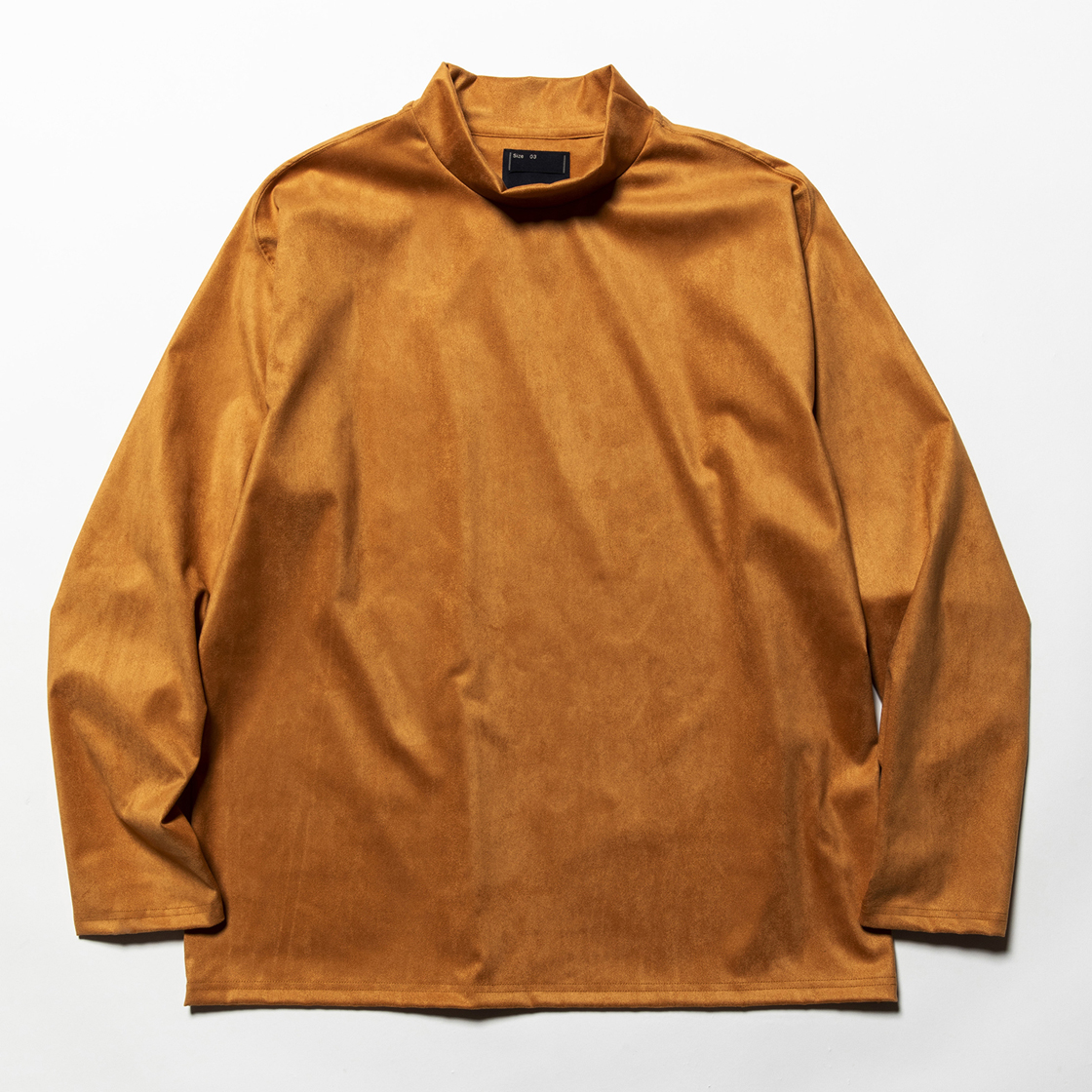 Suede Split Sleeve Mockneck Light Brown