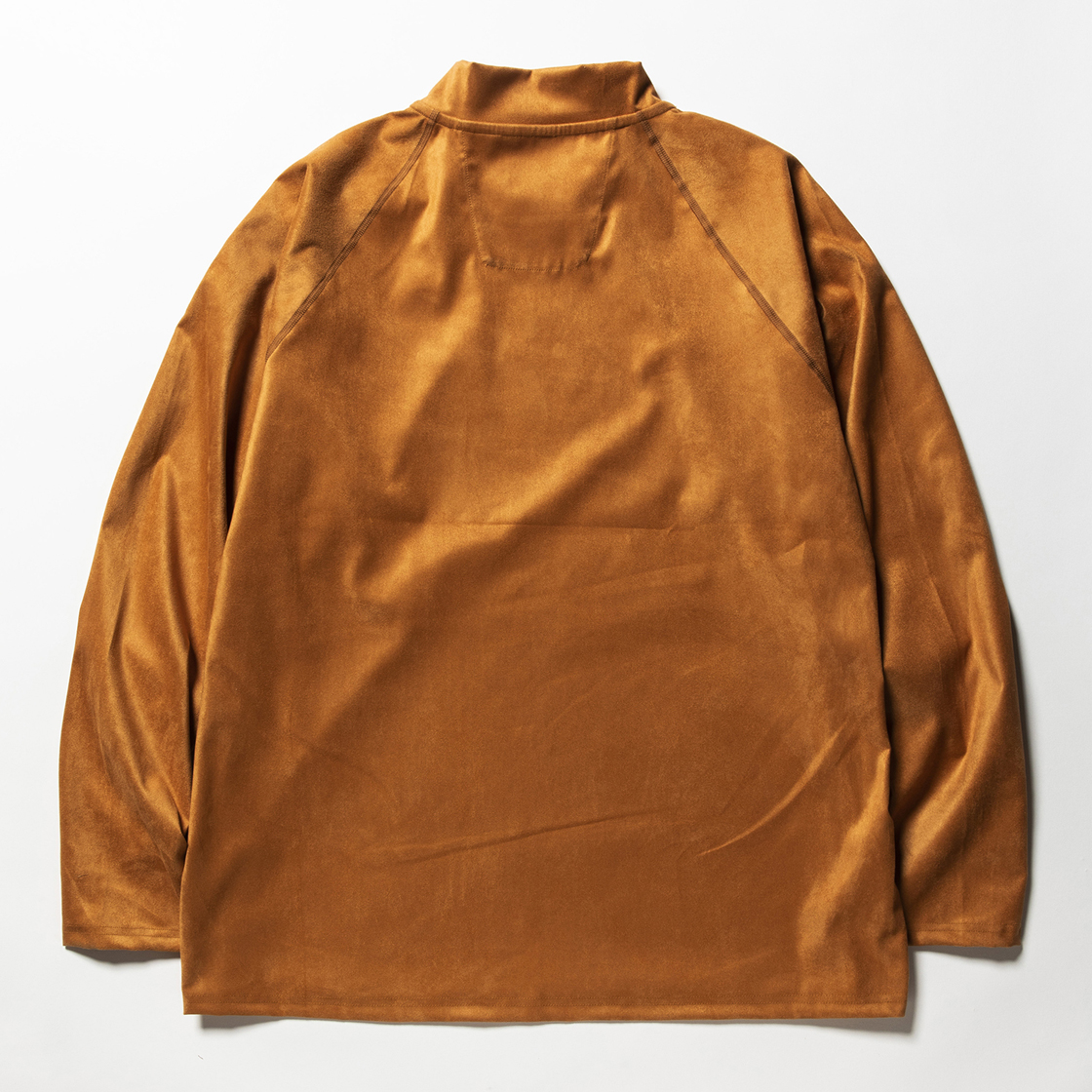 Suede Split Sleeve Mockneck Light Brown