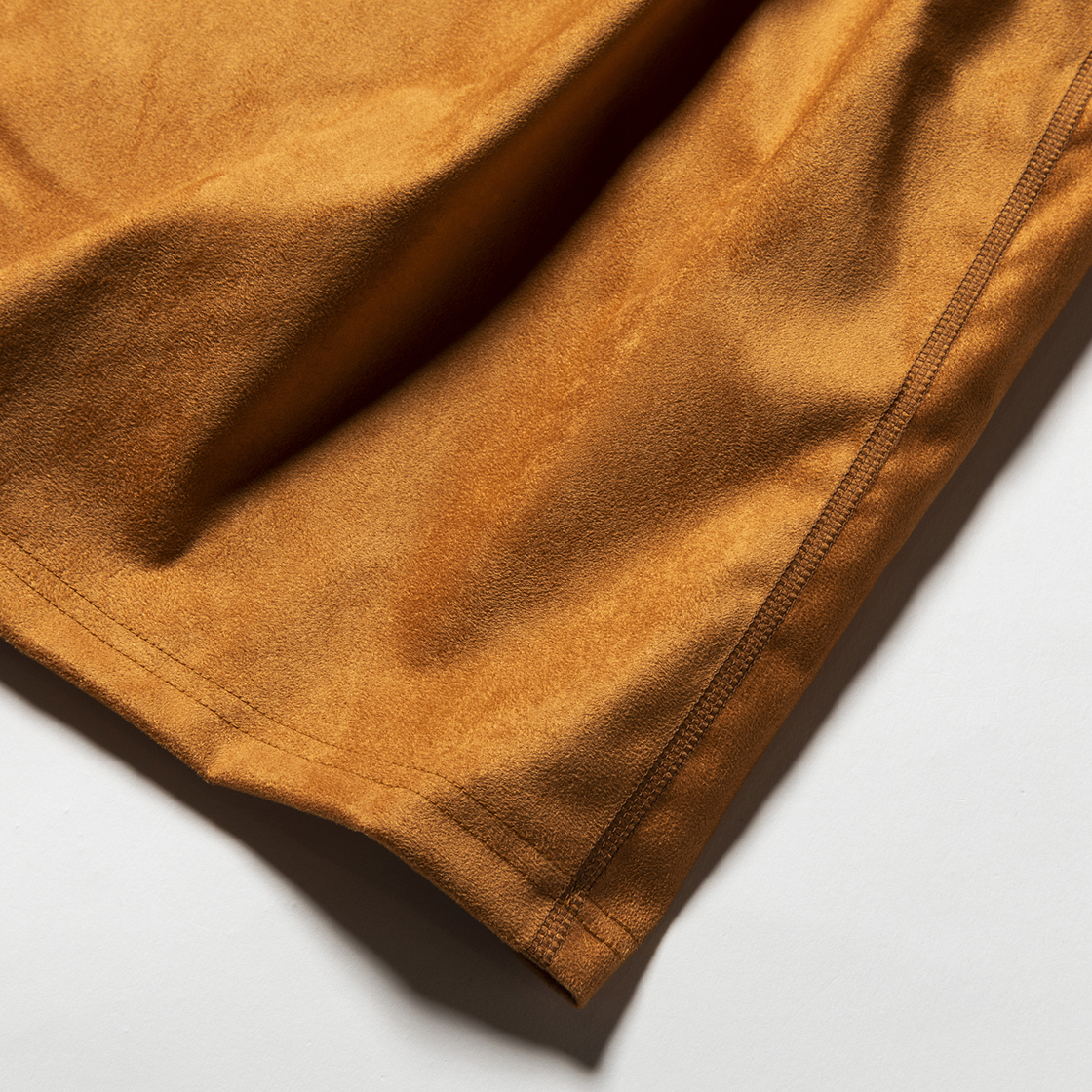 Suede Split Sleeve Mockneck Light Brown