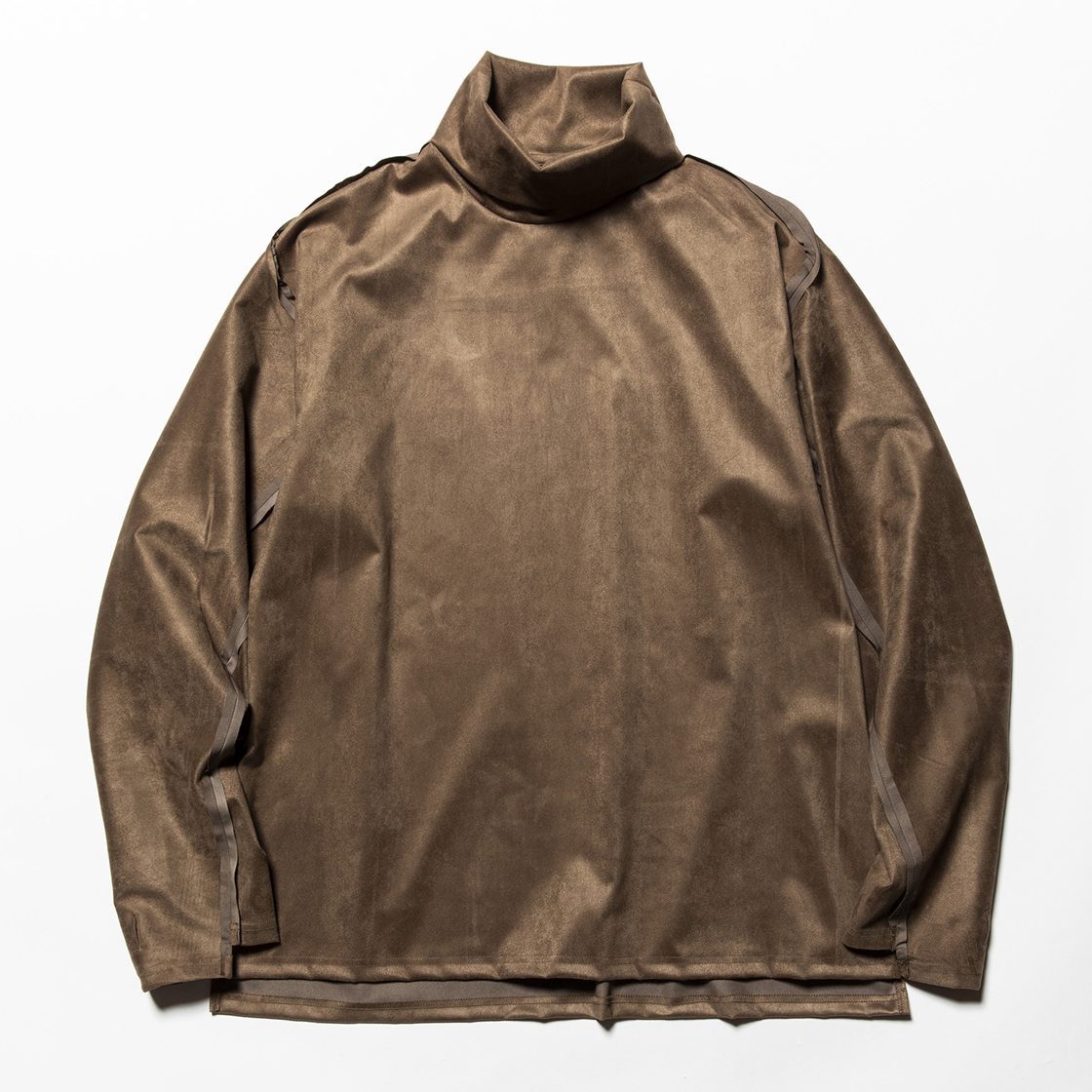 Suede Split Sleeve Turtleneck Brown