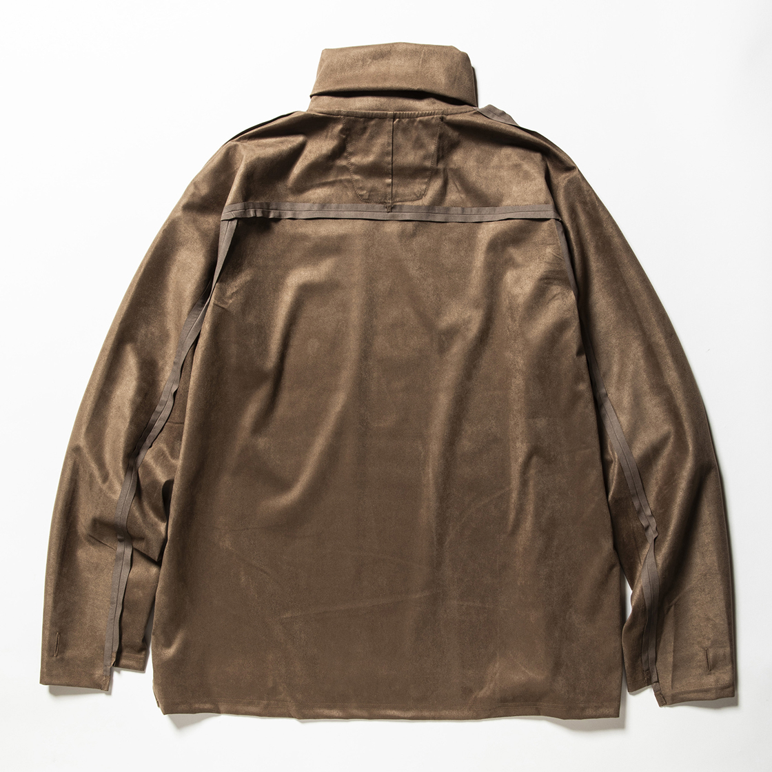 Suede Split Sleeve Turtleneck Brown