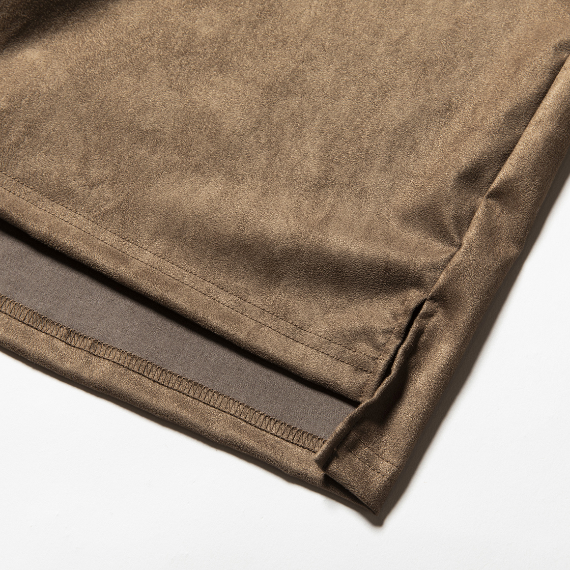 Suede Split Sleeve Turtleneck Brown