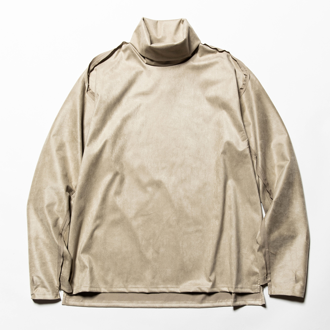 Suede Split Sleeve Turtleneck Grey