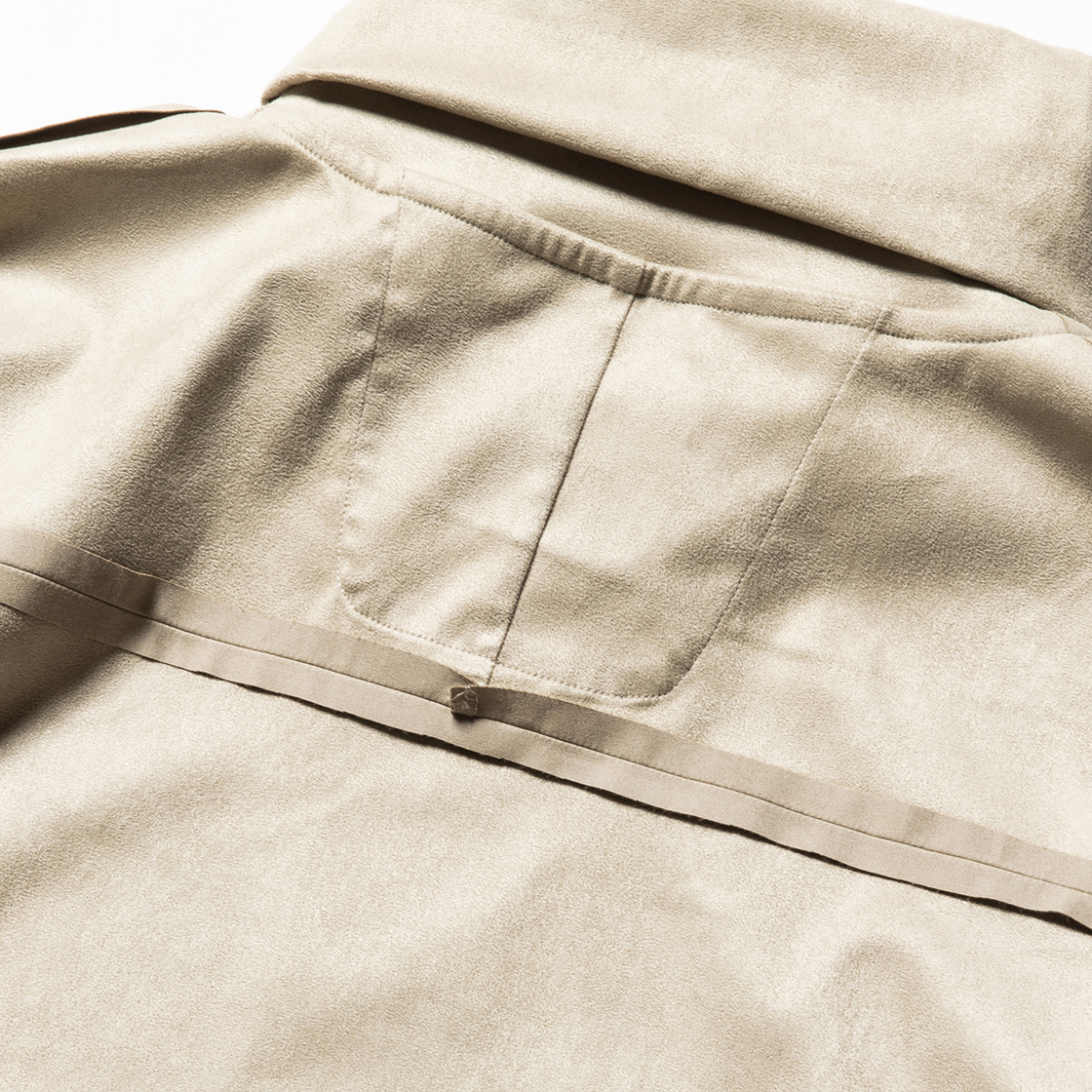 Suede Split Sleeve Turtleneck Grey