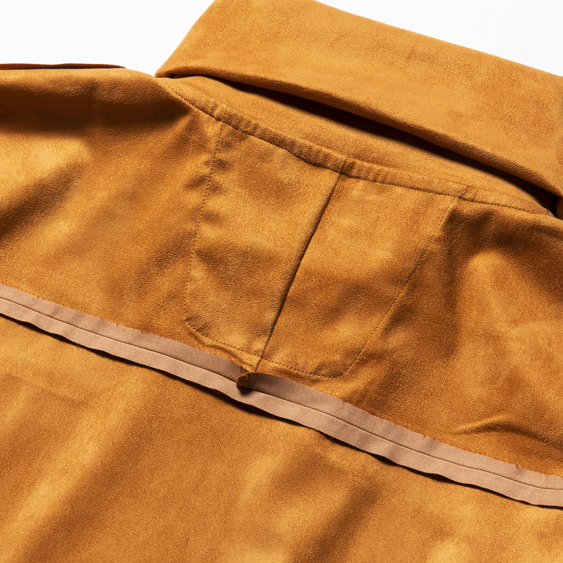 Suede Split Sleeve Turtleneck Light Brown
