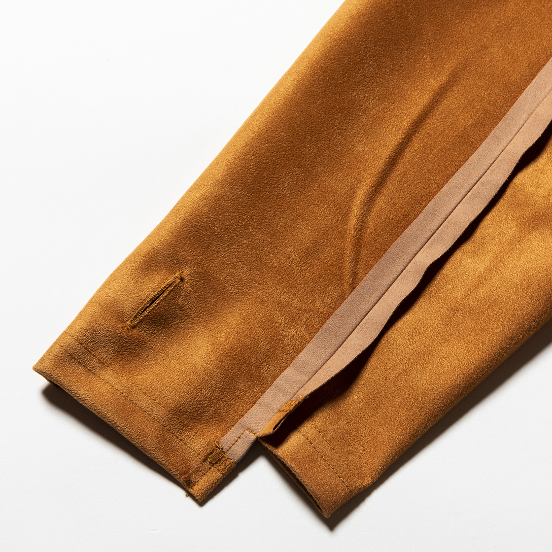 Suede Split Sleeve Turtleneck Light Brown