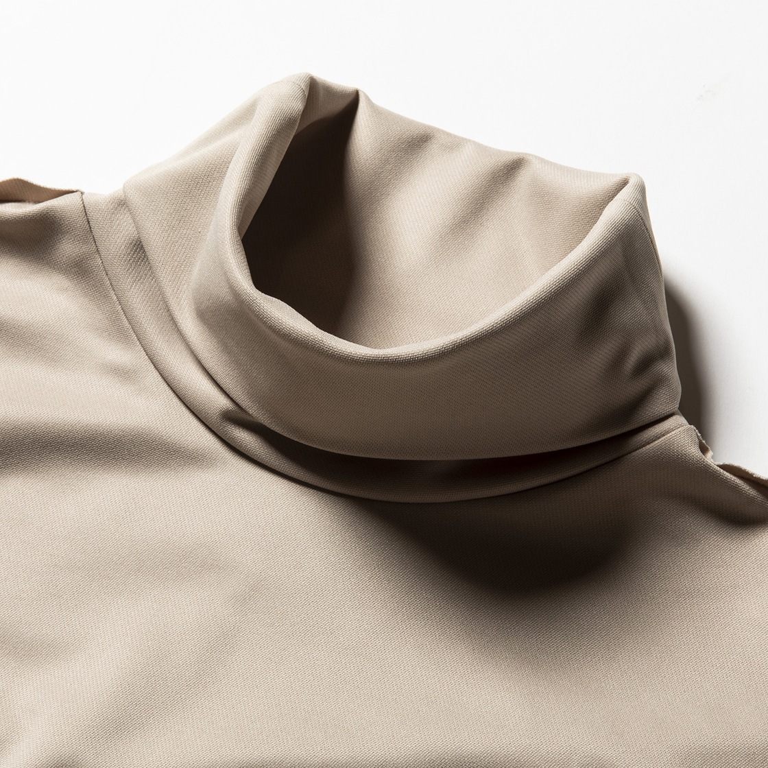 Twill Knit Turtleneck Nude