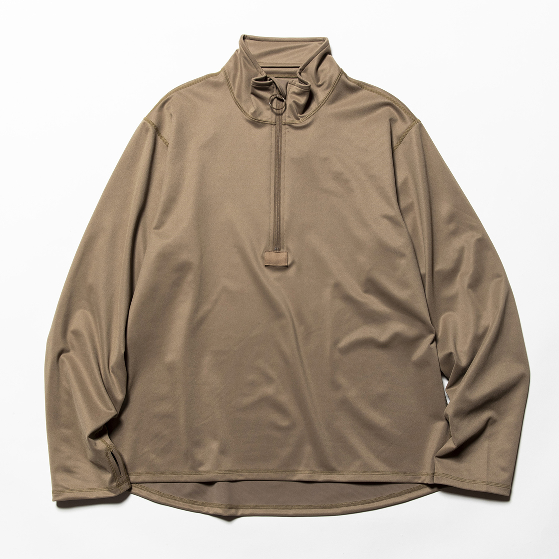 Twill Knit Half Zip Beige