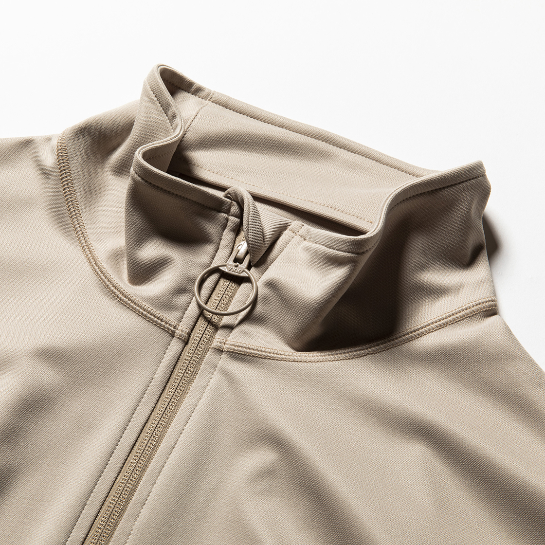 Twill Knit Half Zip Nude