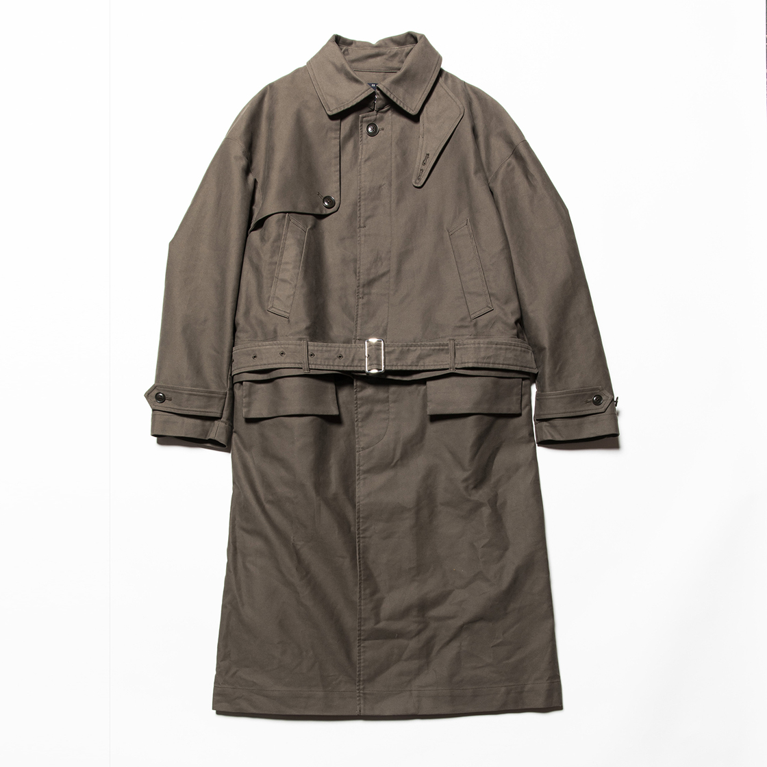 Moleskin Split Over Coat Olive