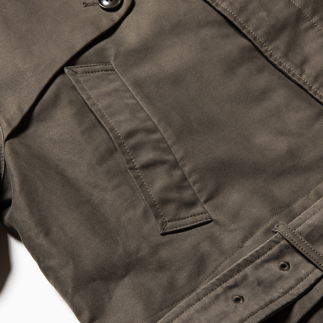 Moleskin Split Over Coat Olive