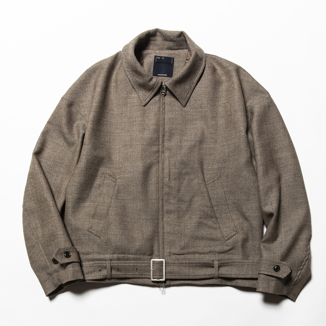 Alpaca Herringbone Split Over Coat Beige