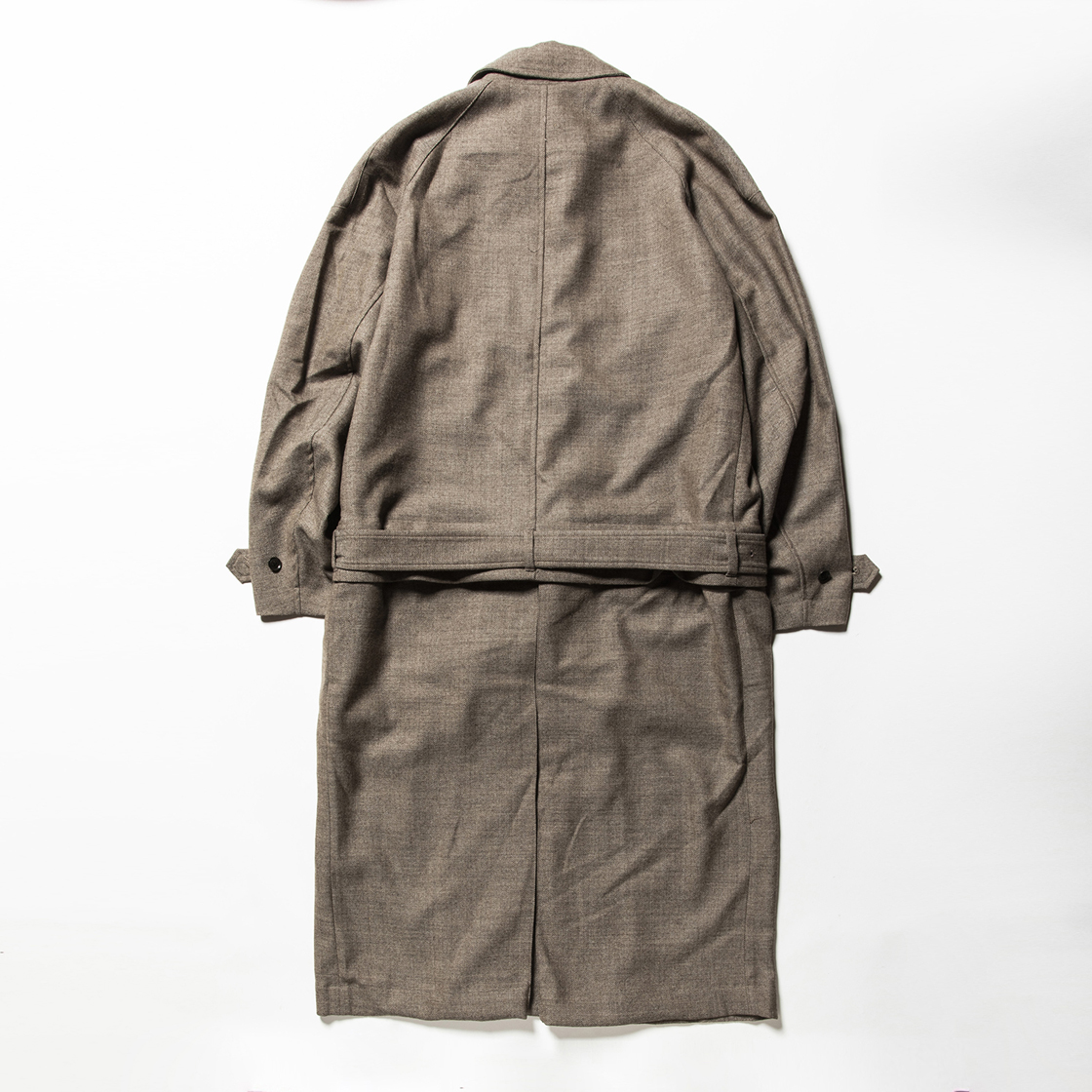 Alpaca Herringbone Split Over Coat Beige