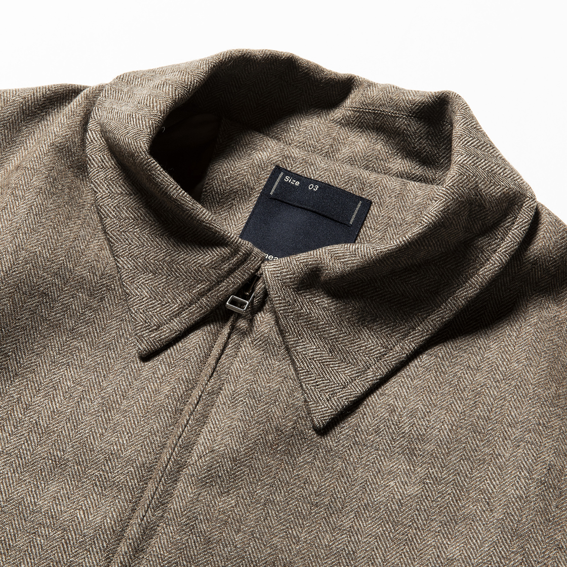 Alpaca Herringbone Split Over Coat Beige
