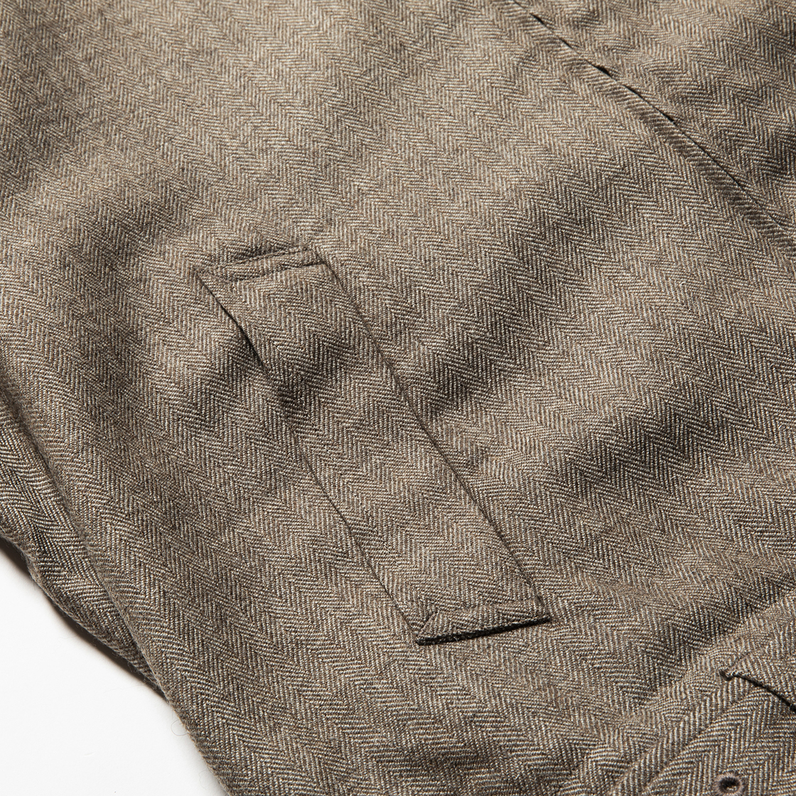 Alpaca Herringbone Split Over Coat Beige