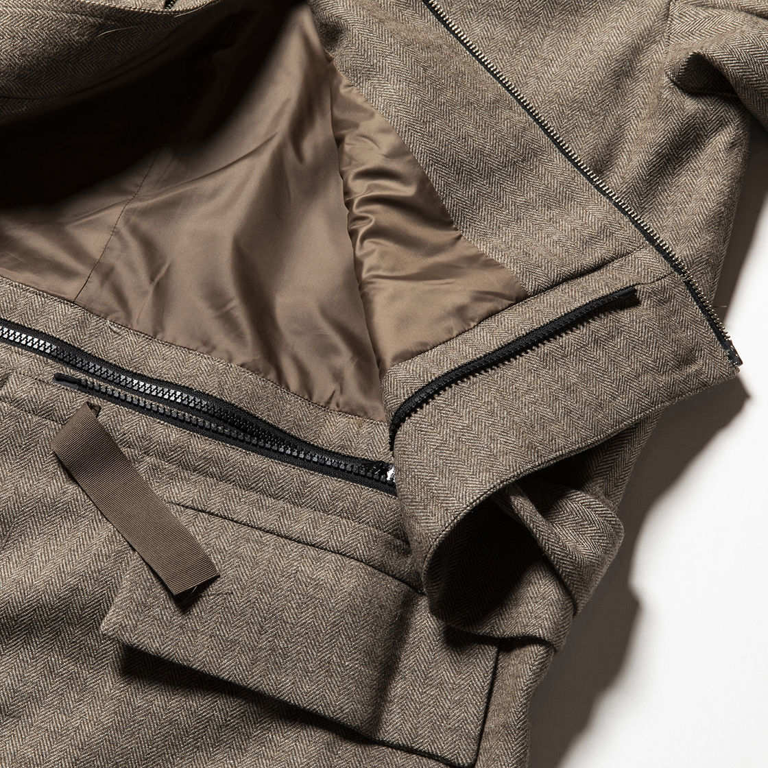 Alpaca Herringbone Split Over Coat Beige