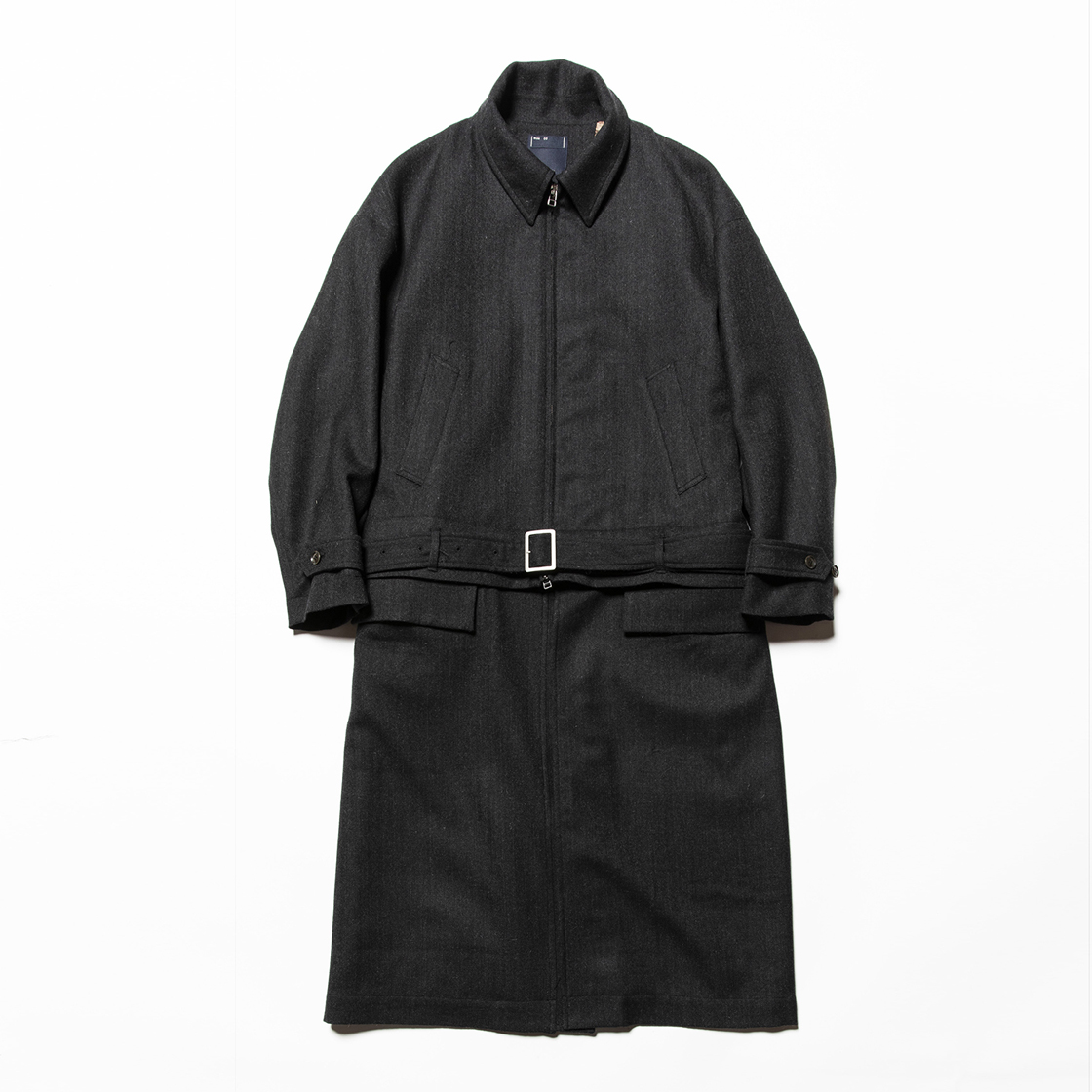 Alpaca Herringbone Split Over Coat Coal