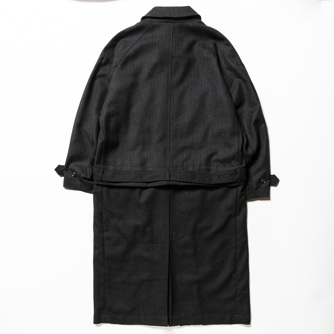 Alpaca Herringbone Split Over Coat Coal