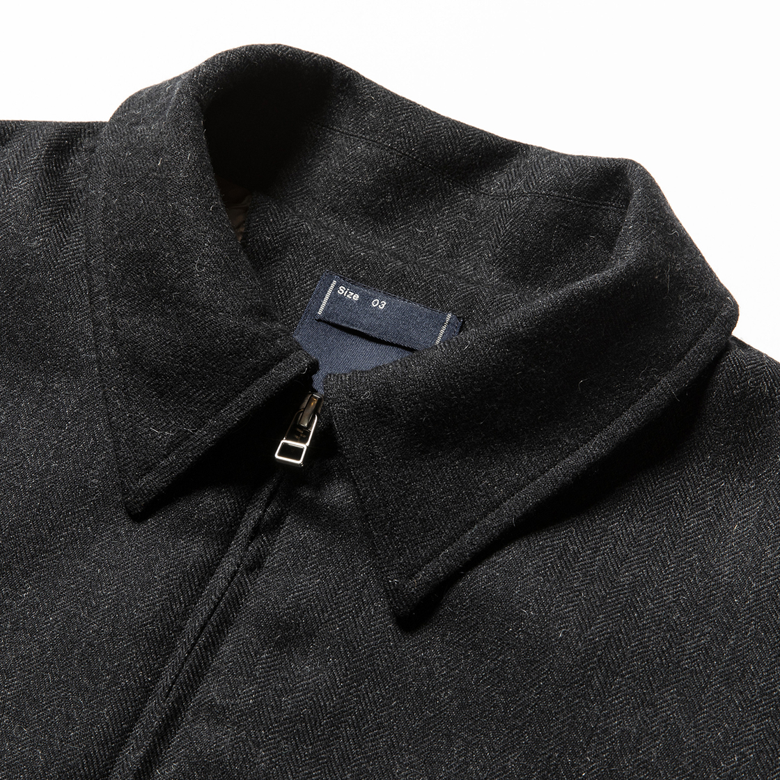 Alpaca Herringbone Split Over Coat Coal