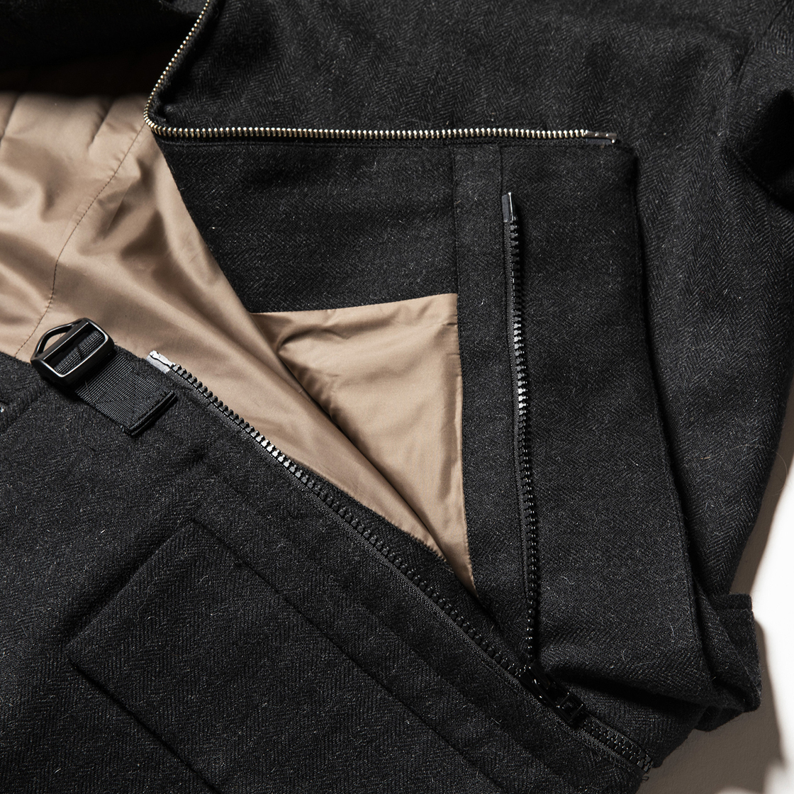 Alpaca Herringbone Split Over Coat Coal