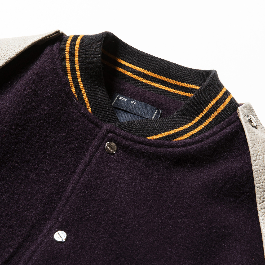 Retro Fleece Melton Varsity Jackets D.Purple