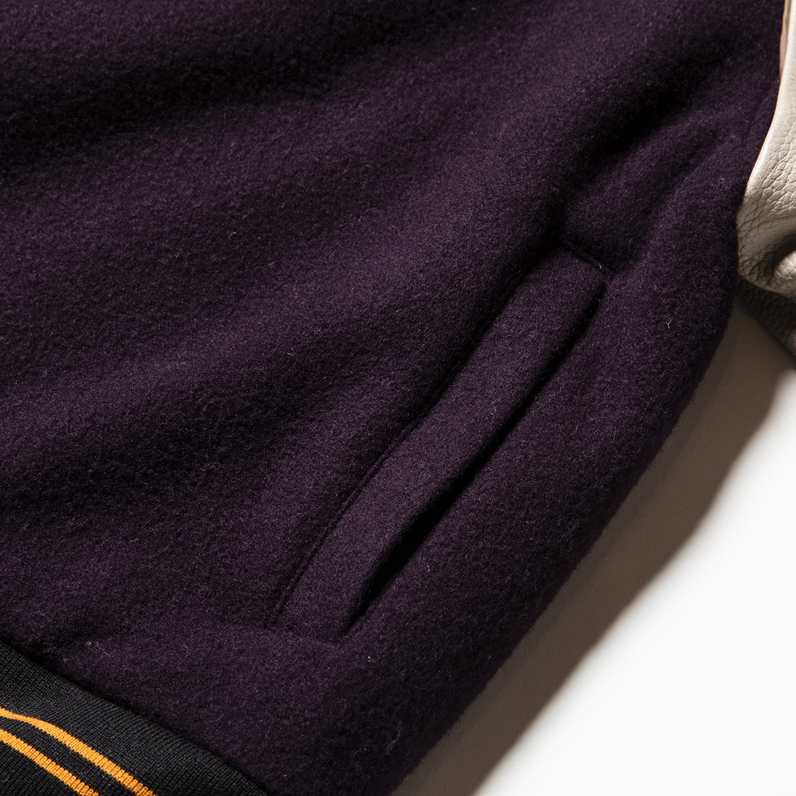 Retro Fleece Melton Varsity Jackets D.Purple