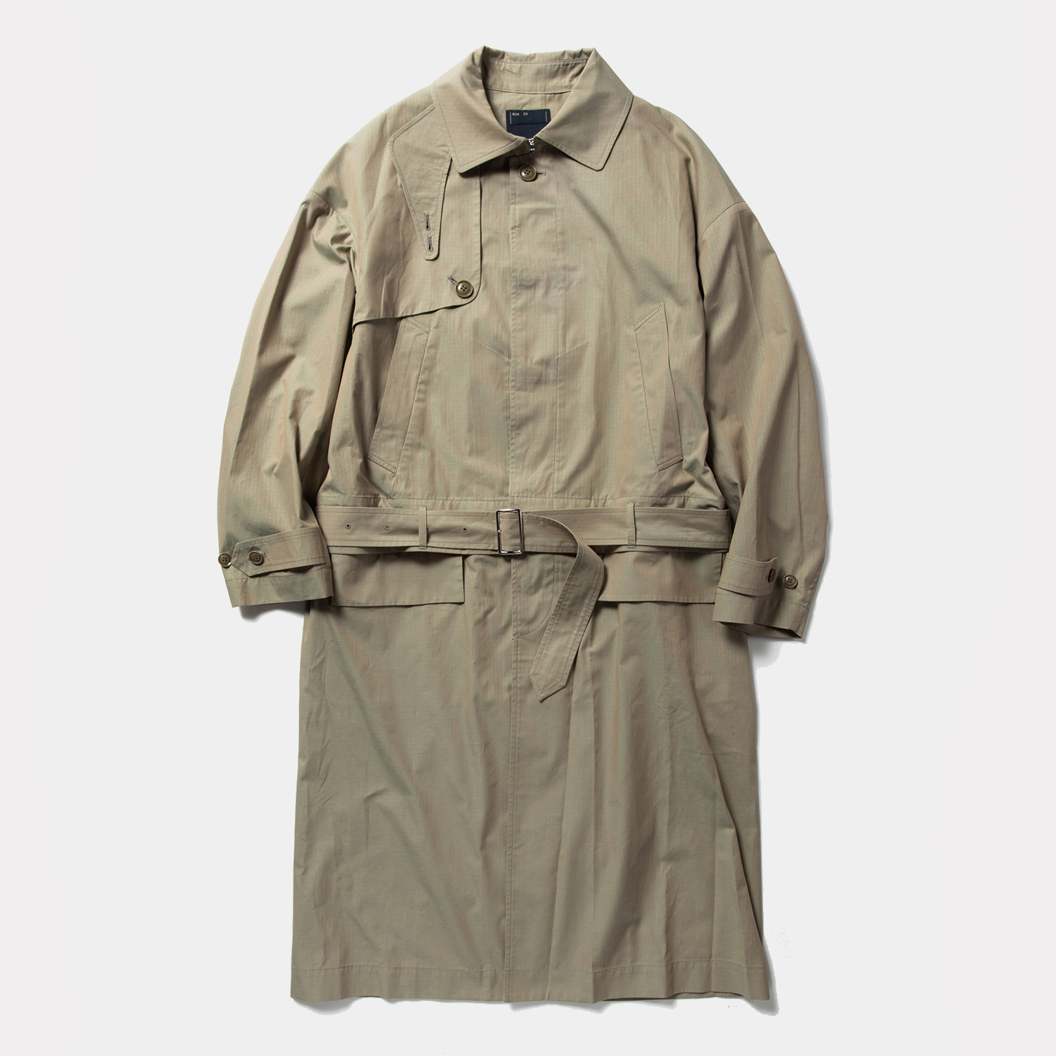 Iridescent Split Over Coat / Khaki