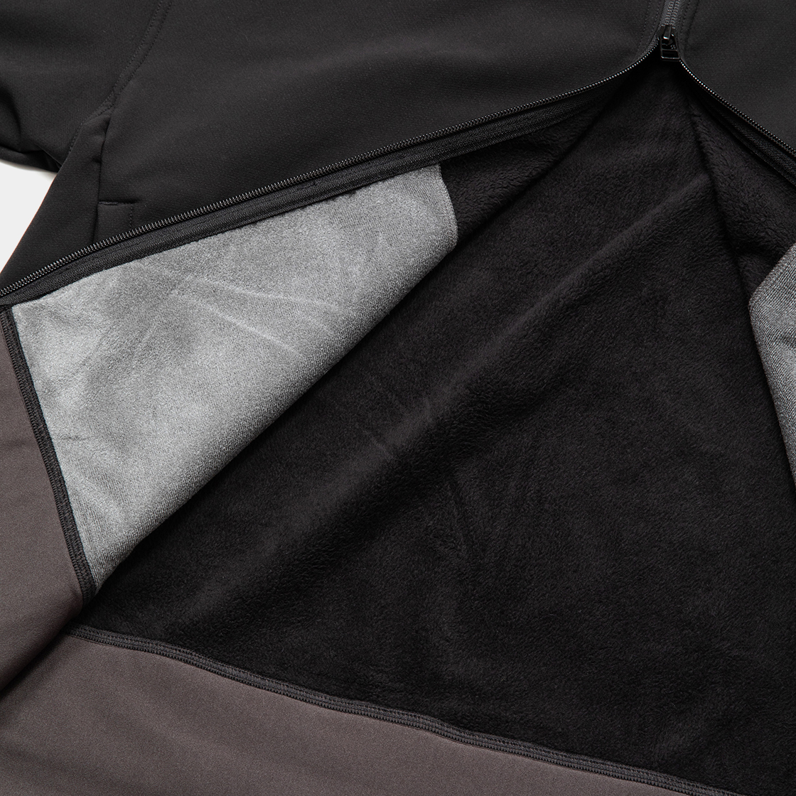 Brushed Lining Jog Hoodie / Off Black