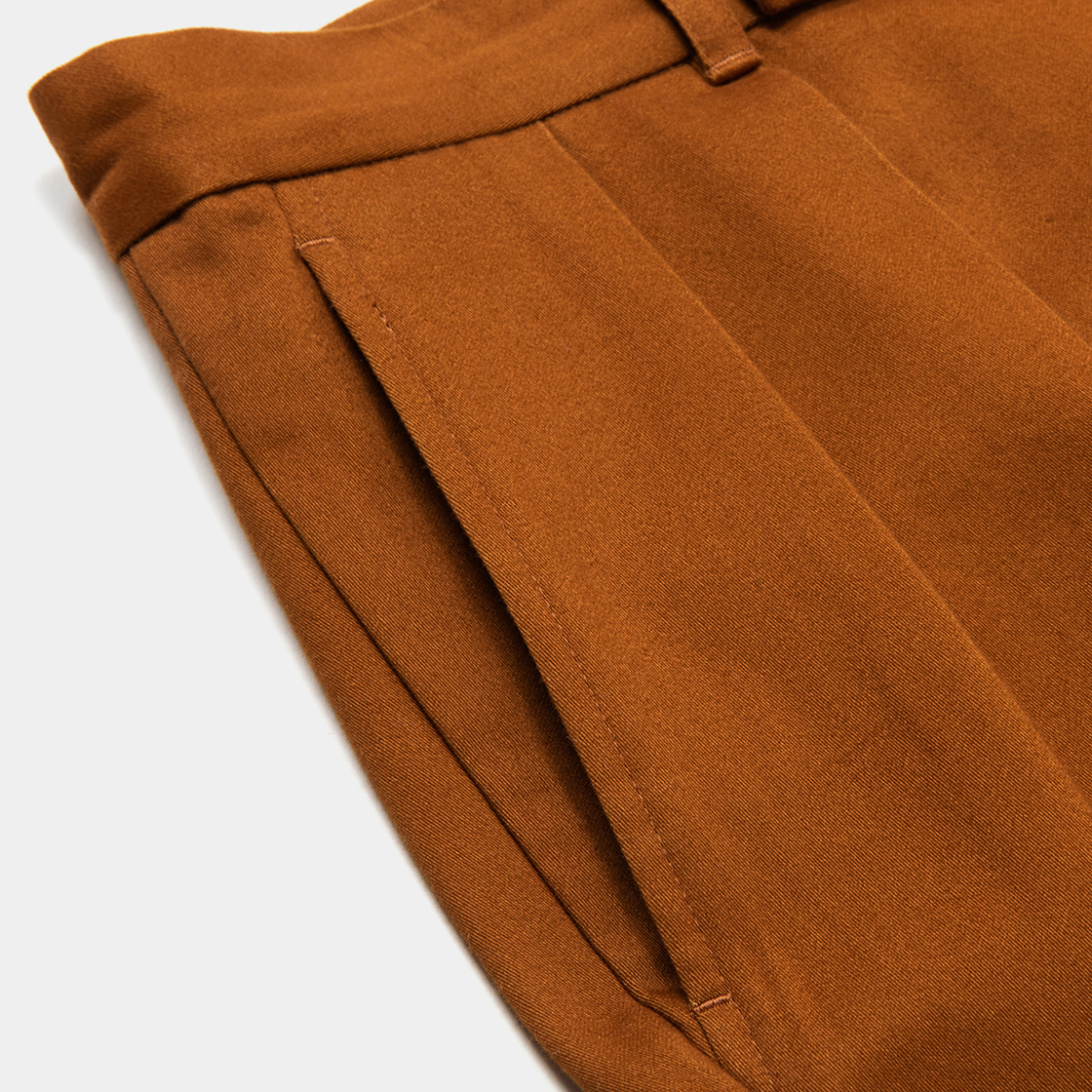 Satin Flannel Blur Trouser / Brown