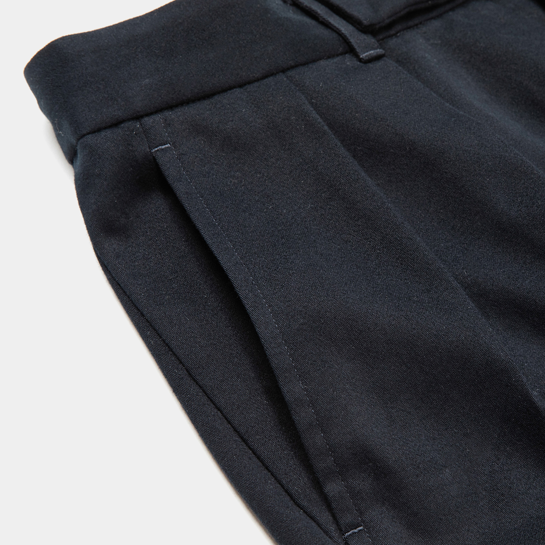 Satin Flannel Blur Trouser / Navy