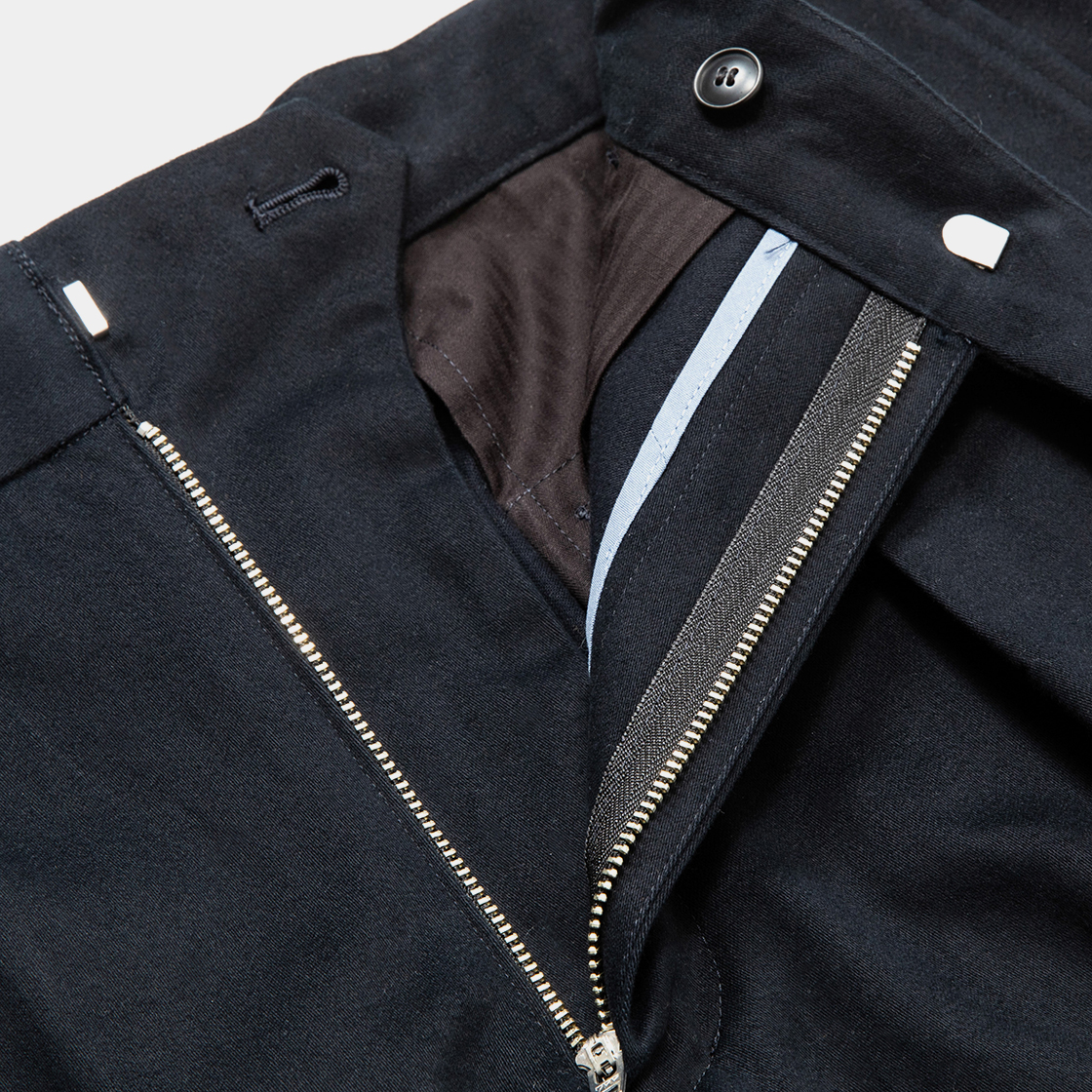 Satin Flannel Blur Trouser / Navy