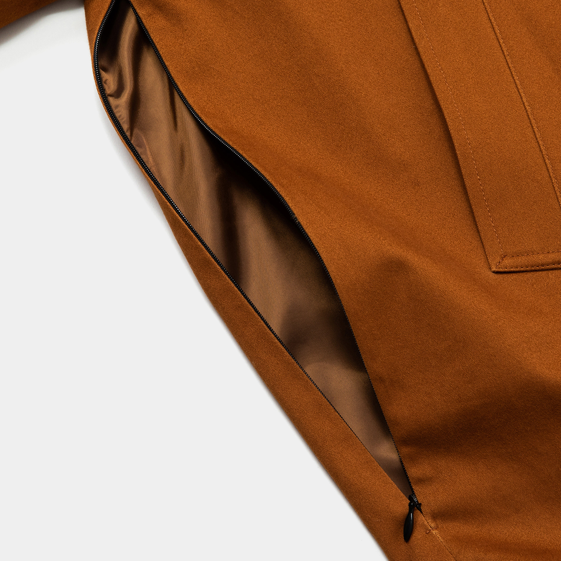 Satin Flannel Over Short Coat / Brown