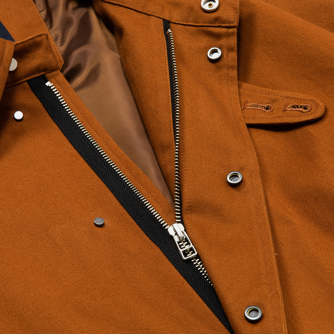 Satin Flannel Over Short Coat / Brown