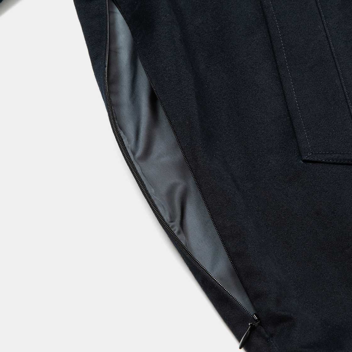 Satin Flannel Over Short Coat / Navy