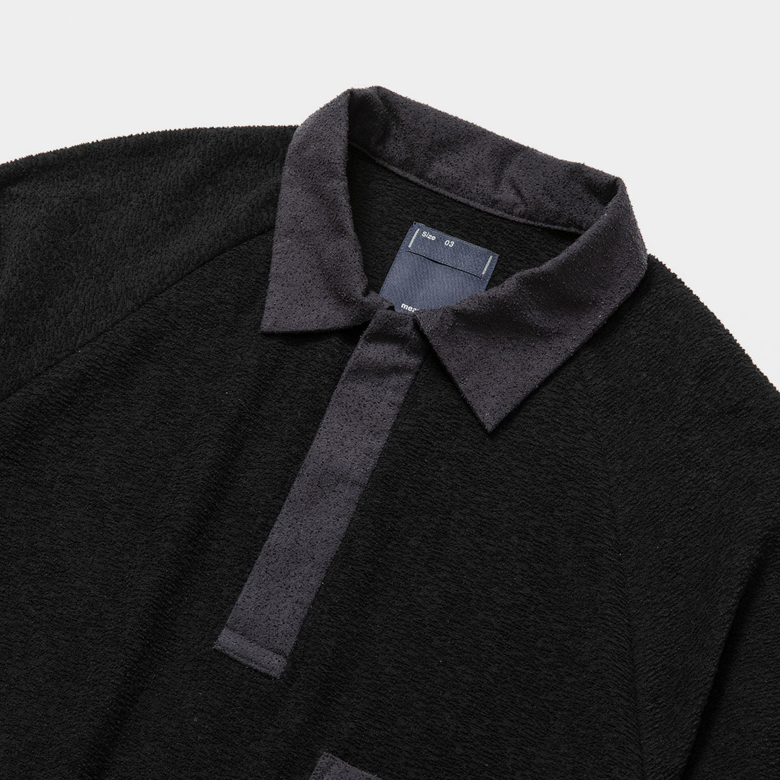 Imitation Suede Polo Shirt / Off Black