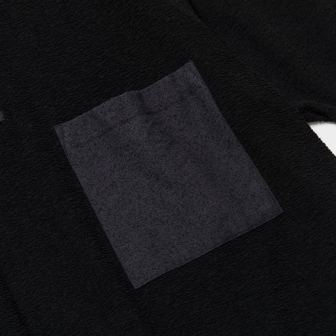 Imitation Suede Polo Shirt / Off Black