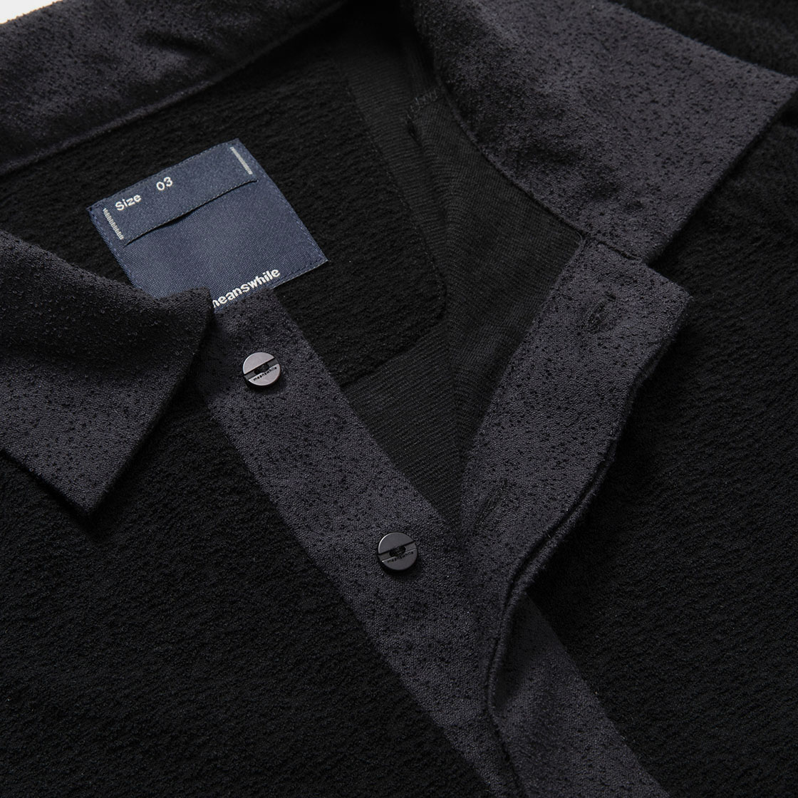 Imitation Suede Polo Shirt / Off Black