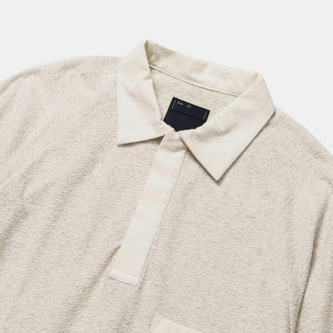 Imitation Suede Polo Shirt / Off White