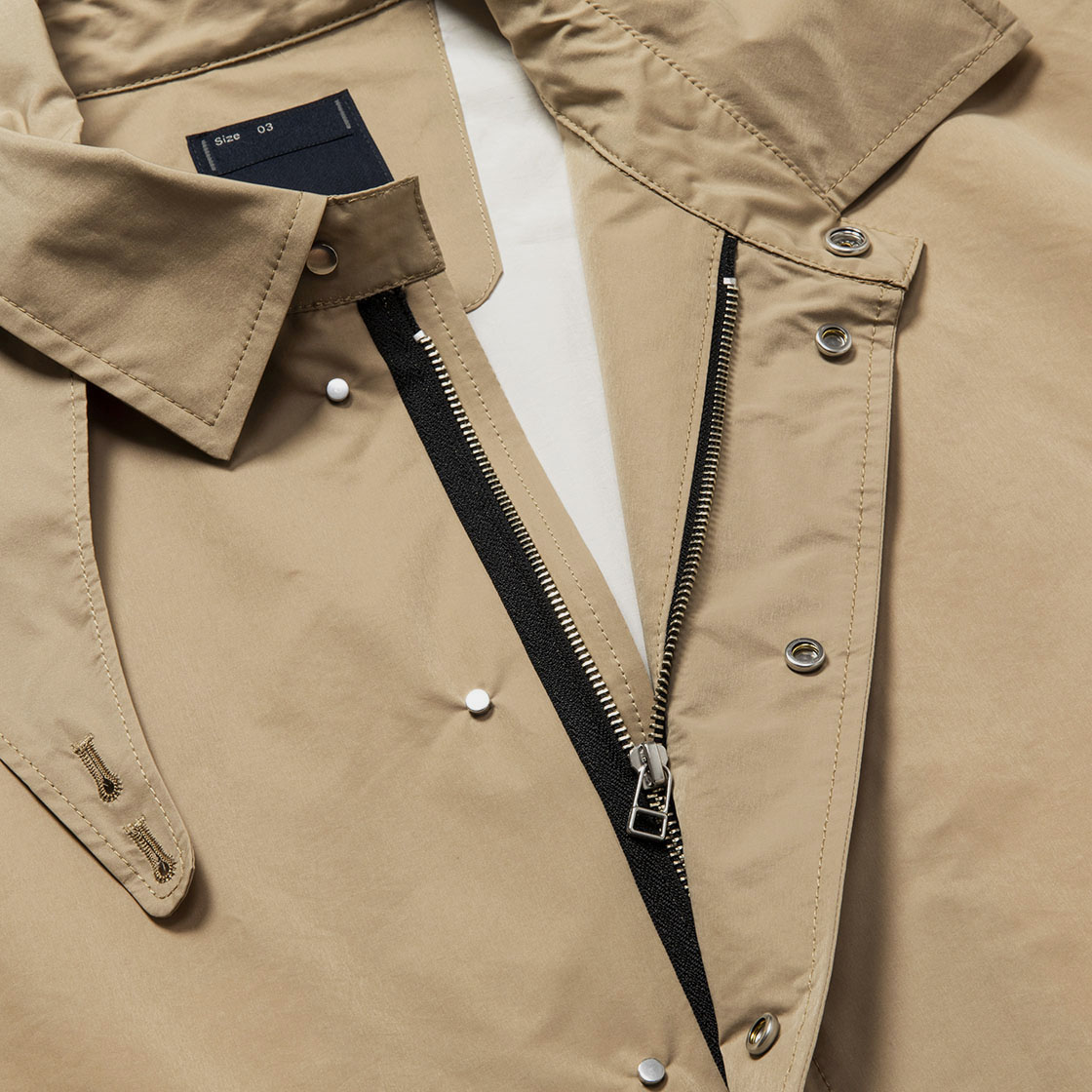 Crisp Nylon Over Short Coat / Beige