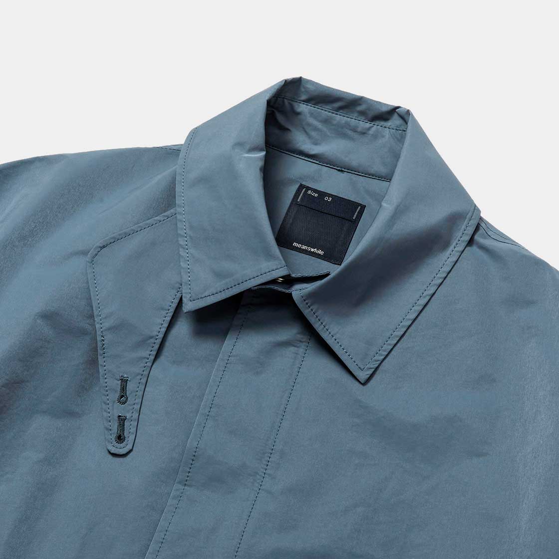 Crisp Nylon Over Short Coat / Blue Grey