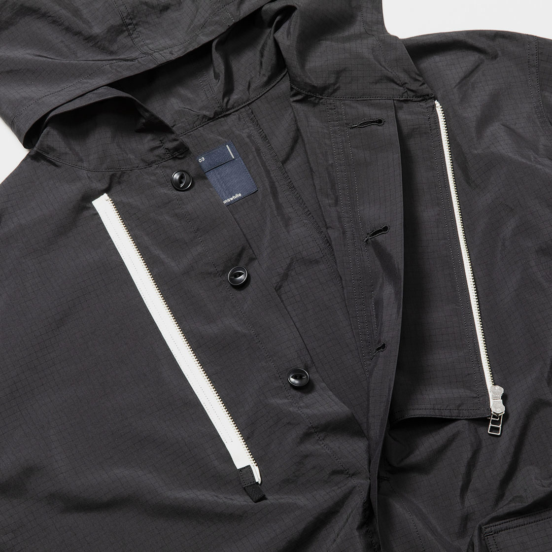 Dry-Rip Shirt Hoodie / Off Black