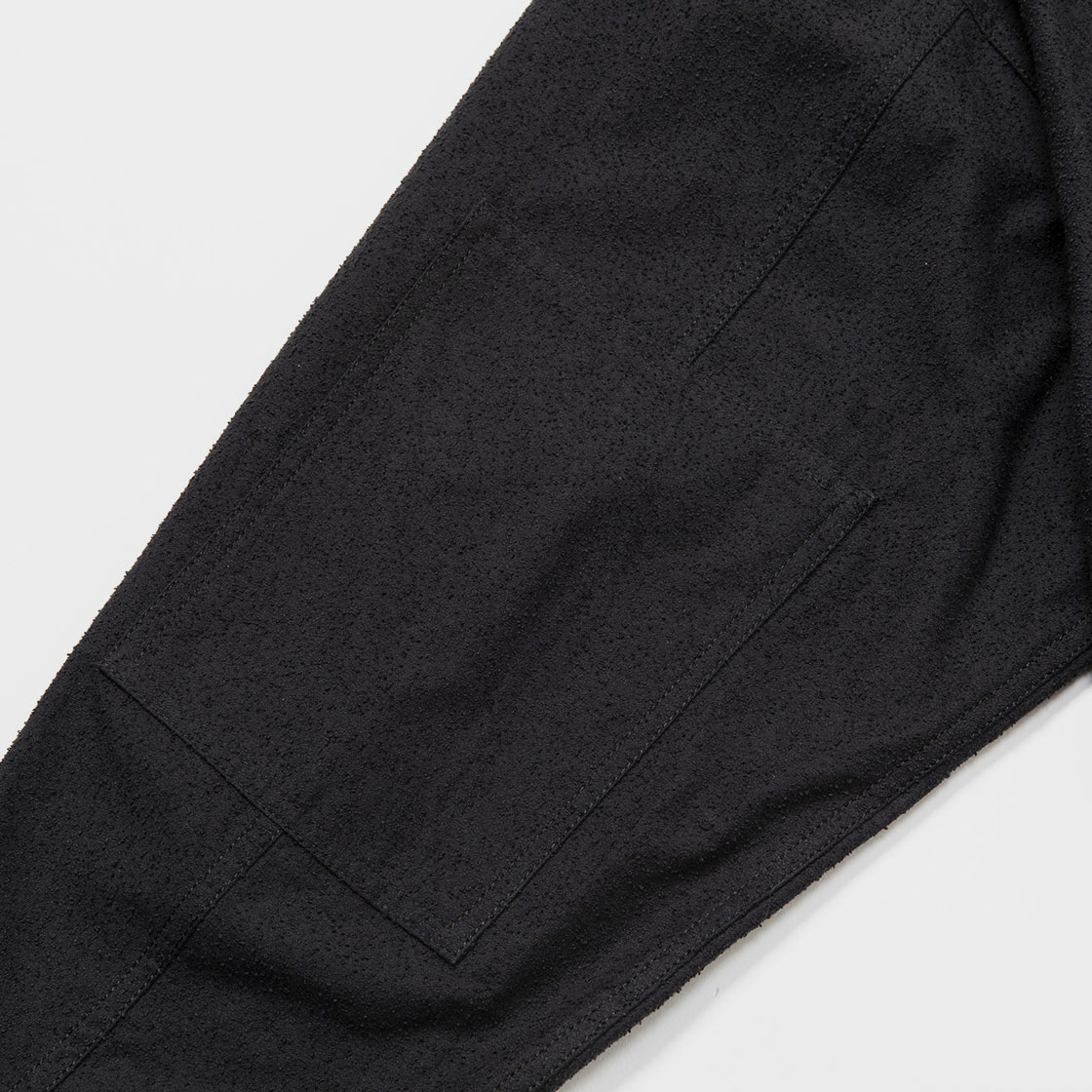 Imitation Suede Shirt Hoodie / Off Black