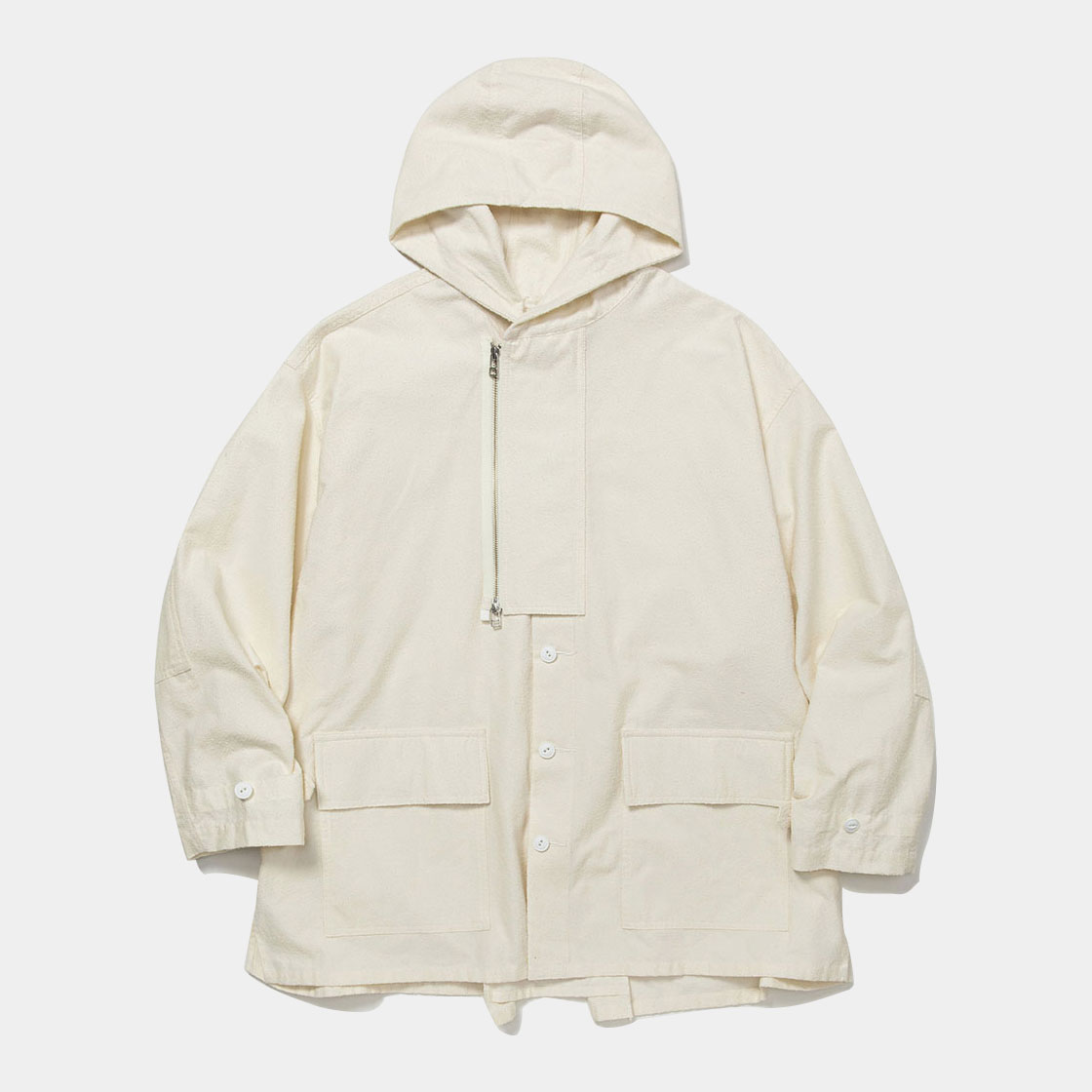 Imitation Suede Shirt Hoodie / Off White