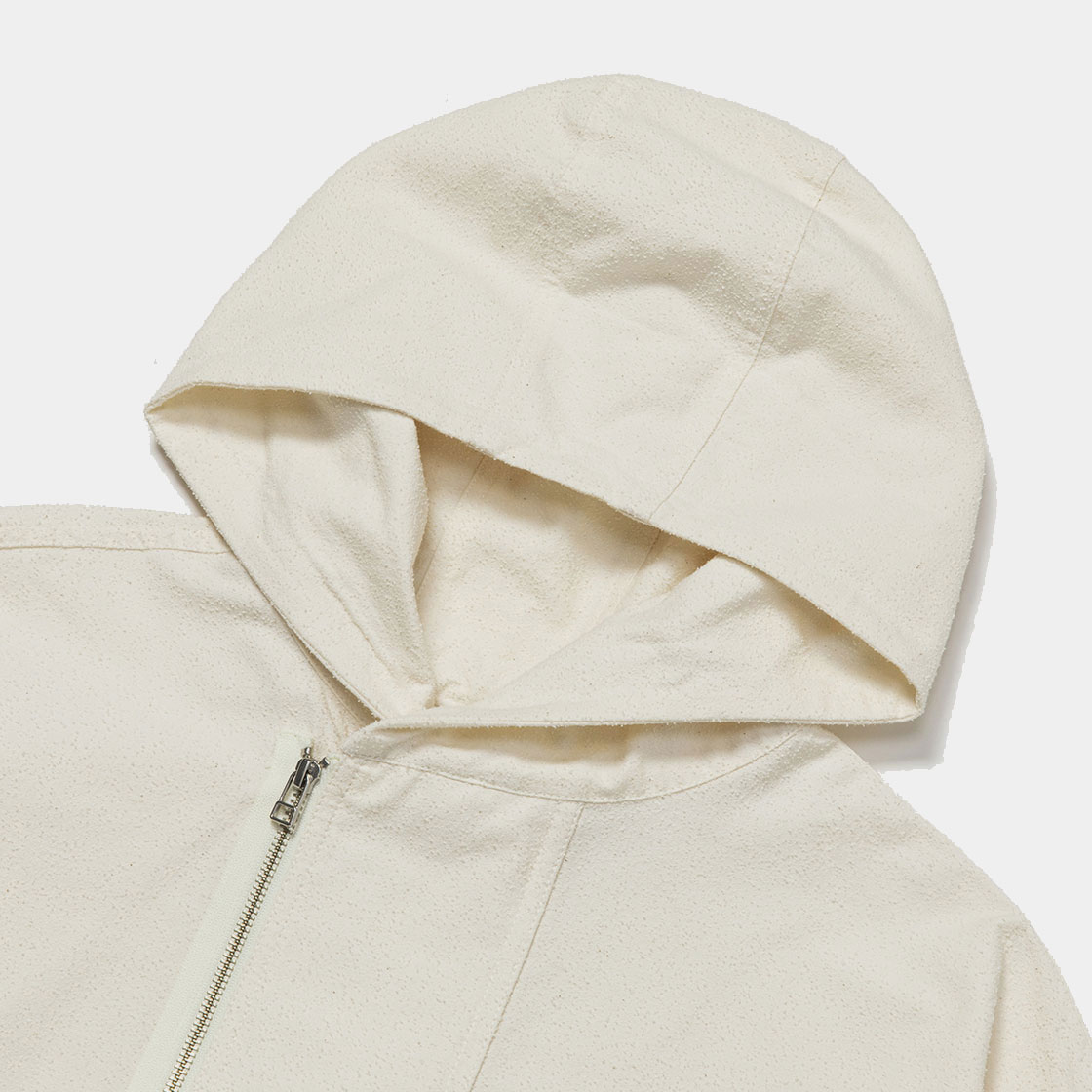 Imitation Suede Shirt Hoodie / Off White